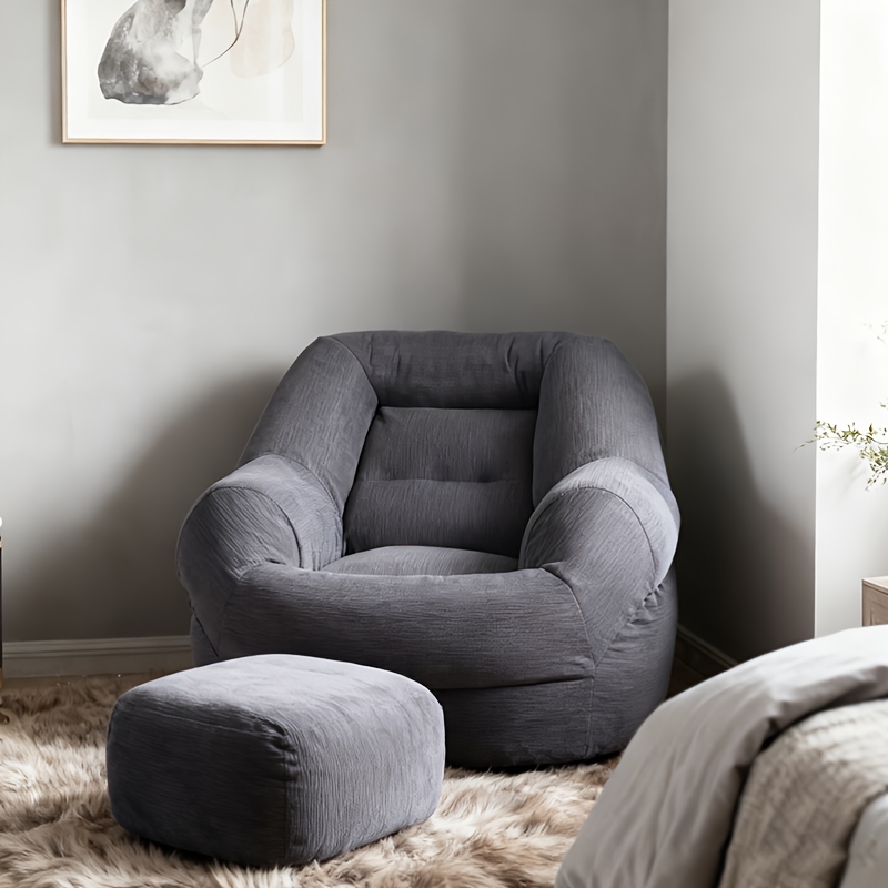 Image of 1pc Tatami-style Bean Bag Sofa With A Comfortable Footrest, Blending Classic And . Perfect For Small Bedrooms And Living Rooms, This Chair Is Designed For 1 Person To Lounge Or Sleep In