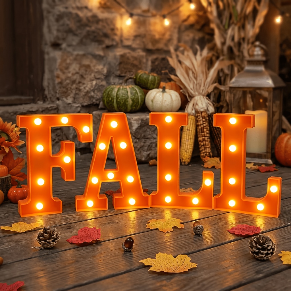 TEMU Halloween Led Light Board Table Centerpiece With Glow Letters - - Suitable For Indoor Fireplace Mantel Decorations, Themed Party Centerpieces,