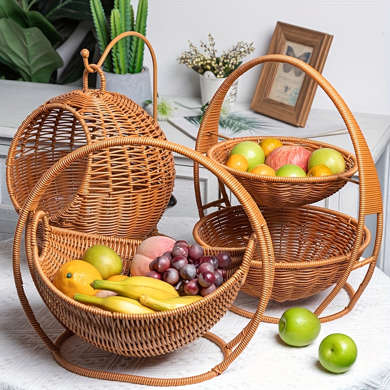 

Panier tissé rond classique avec vue sur fenêtre : Parfait pour le rangement et la décoration de - Convient pour les fruits, les collations et plus encore