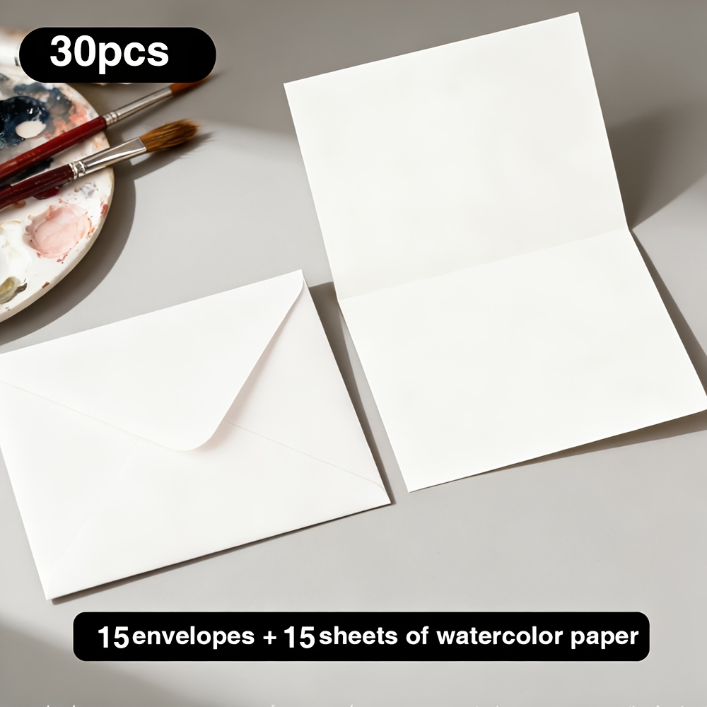 Image of 10/30pcs Watercolor Paper Greeting Cards - Set Includes Watercolor Paper And Envelopes: 300gsm High-quality Watercolor Paper Greeting Cards, Postcards, Professional Art Painting Supplies
