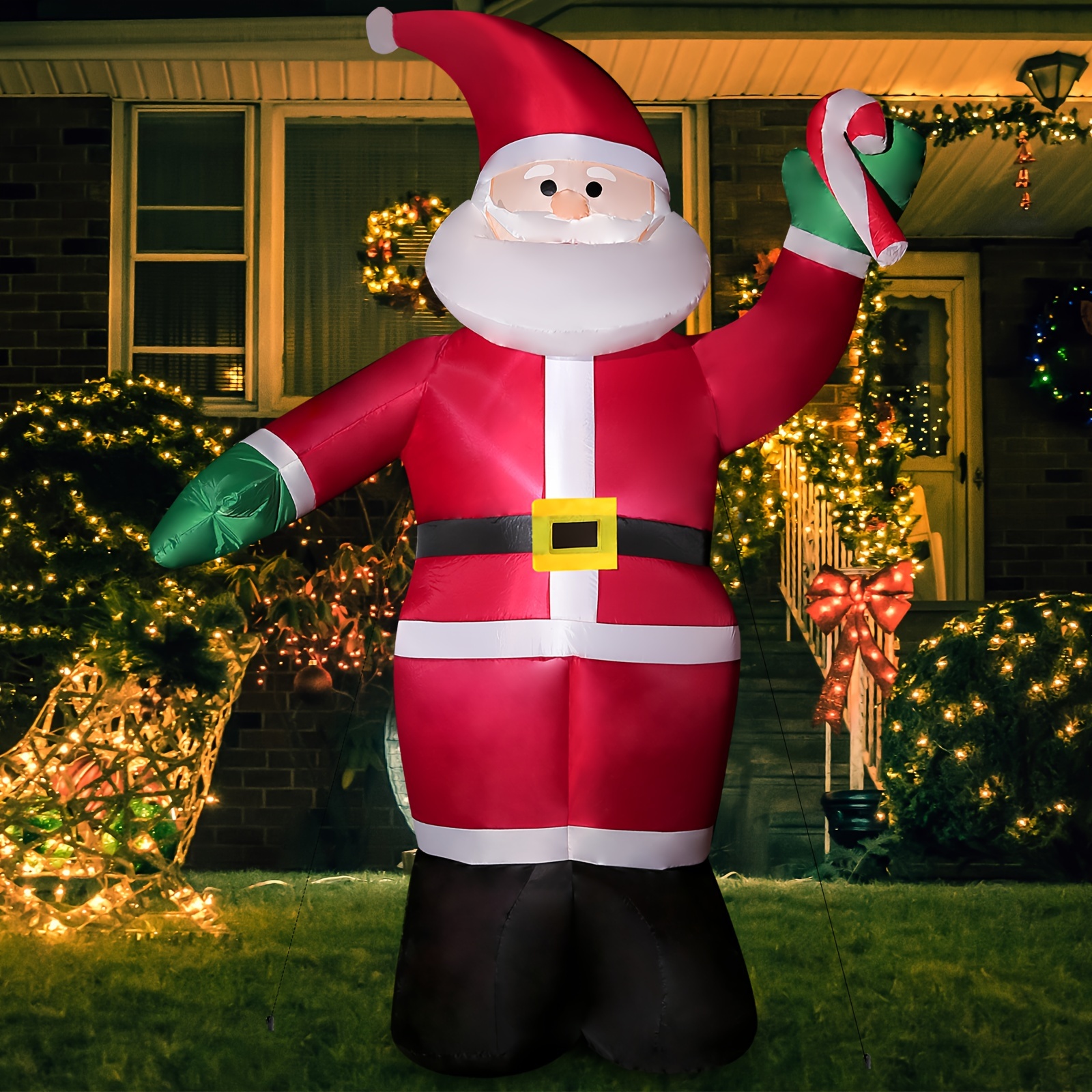 

8ft Inflatable Christmas Santa Claus With Led Lights, Blow Up Holiday Lawn Yard Christmas Inflatable Decoration