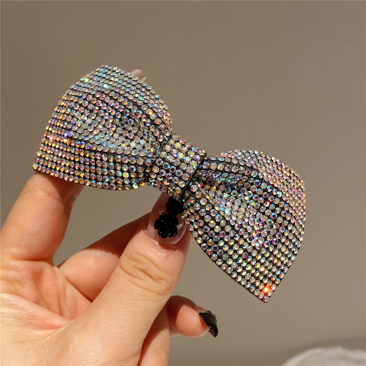 Image of 1 Elegant Rhinestone Bow Hair Clip For Women - Sparkling Resin Knot Accessory, & Valentine's Day Gift, Accessory|elegant Hair Clip|sparkling Resin Material, Hair Accessories