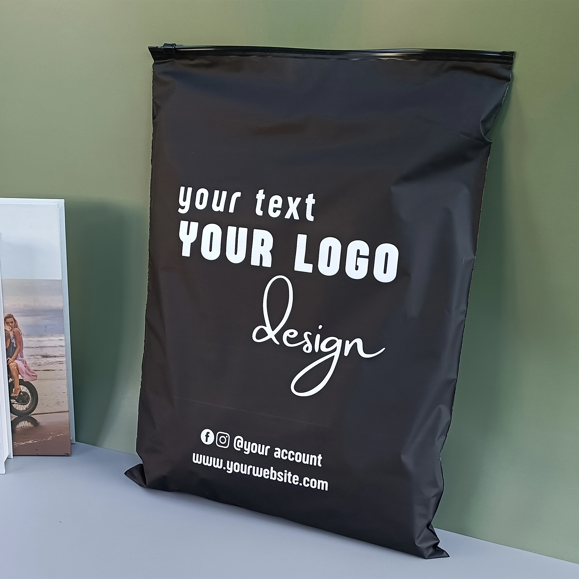 customizable logo plastic bag black storage bag with zipper airtight and clothing storage bag