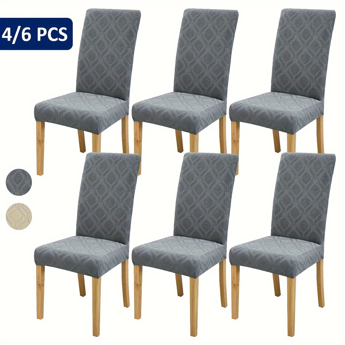 

4/6pcs Jacquard Chair Slipcovers, Stretch Dining Chair Cover, Furniture Protective Cover, For Dining Room Living Room Office Home Decor