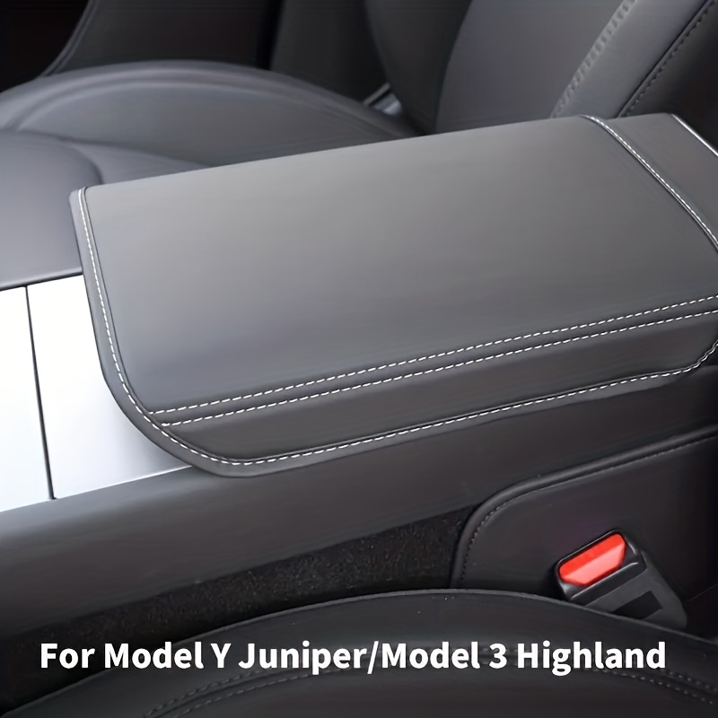 TEMU Suitable For Model Y/3 Center Console Armrest Cover - Premium Faux Leather Protector With Stitching Edges, Anti-scratch And , Black Interior
