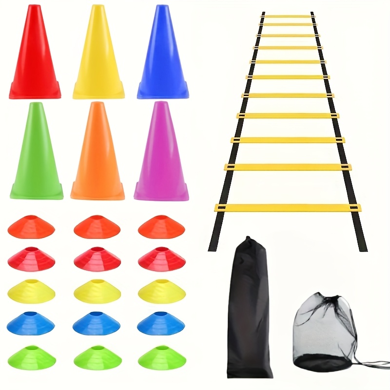 TEMU Outdoor Sports Agility Ladder Set | /rugby Training Equipment Kit - Includes Agility Ladder, Resistance Parachute, Multiple Markers/cones And