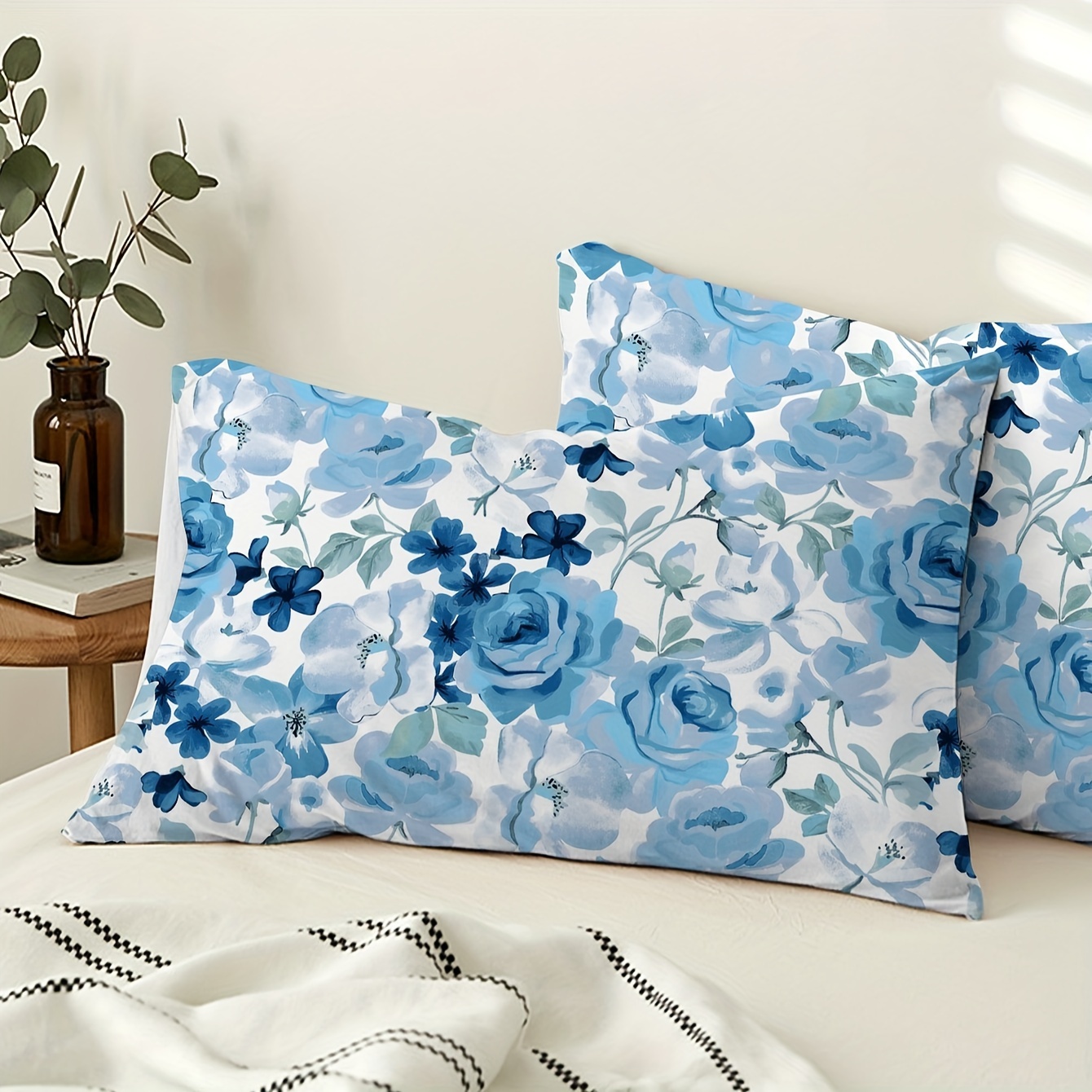 2pcs painted flower brushed printed pillowcase no pillow core soft and breathable pillow cover suitable for bedroom sofa home decoration details 1