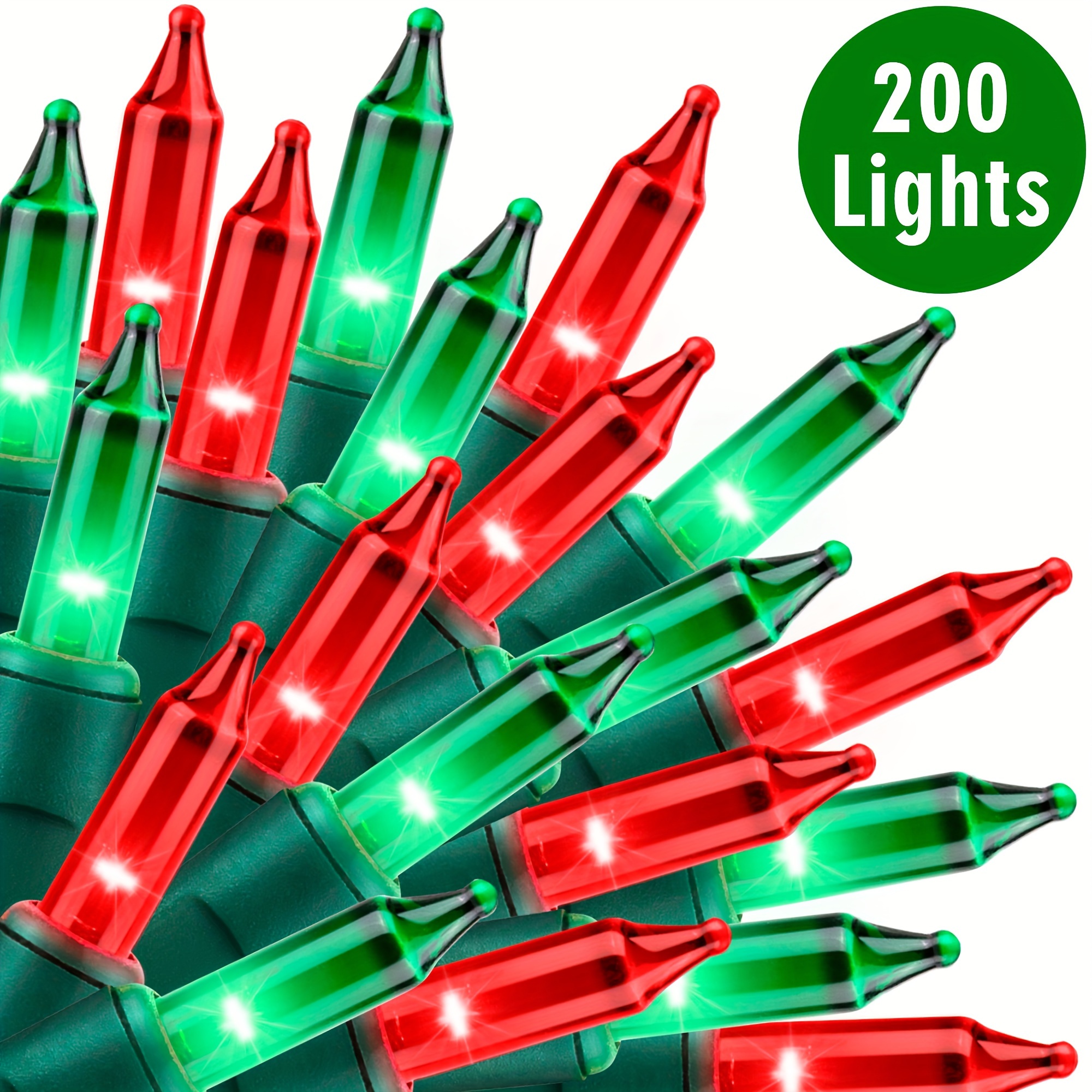 

200 Lights 39.2ft (2pack Of Lights) Extendable Christmas Lights Decoration Mini Bulb String Lights For Indoor Christmas Tree Party Decor (red+green)