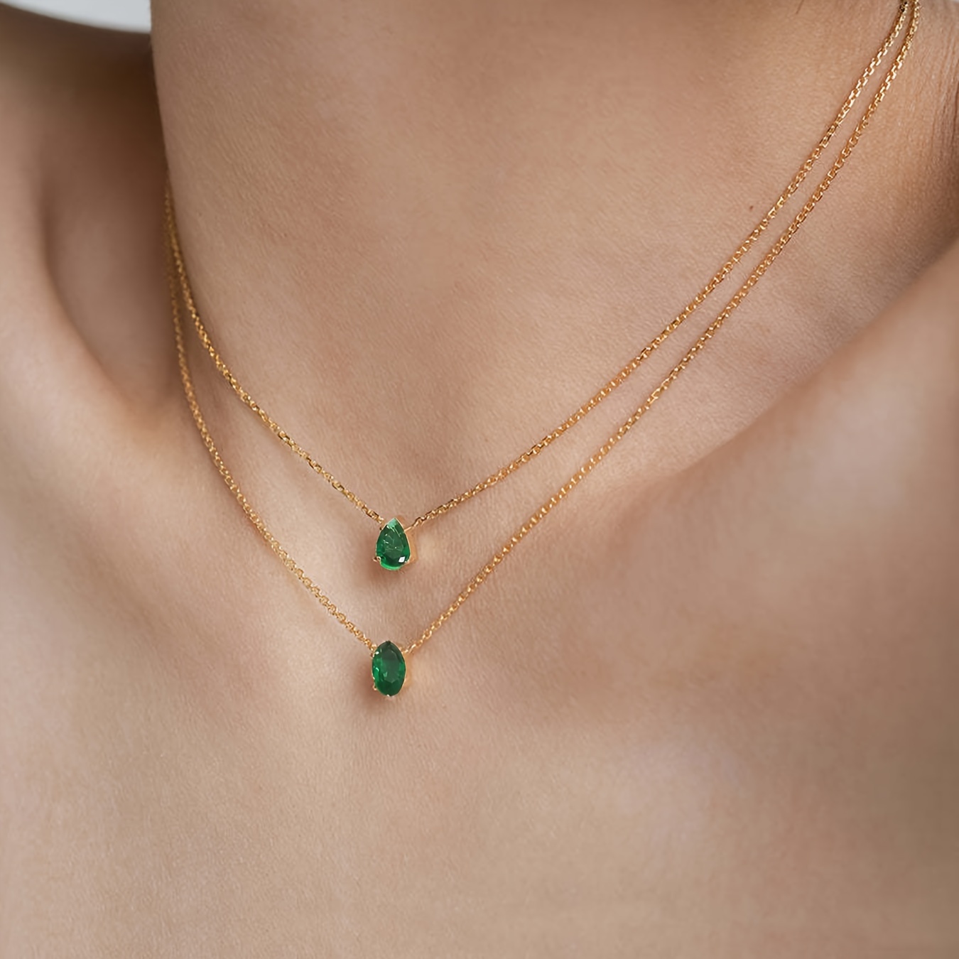 1pc Iron Chain Double-layer Synthetic Zirconia Inlaid Double-layer Pendant Necklace 1pc Easy Sexy Elegant Green Synthetic Zirconia Pendant Necklace Party Vacation Necklace