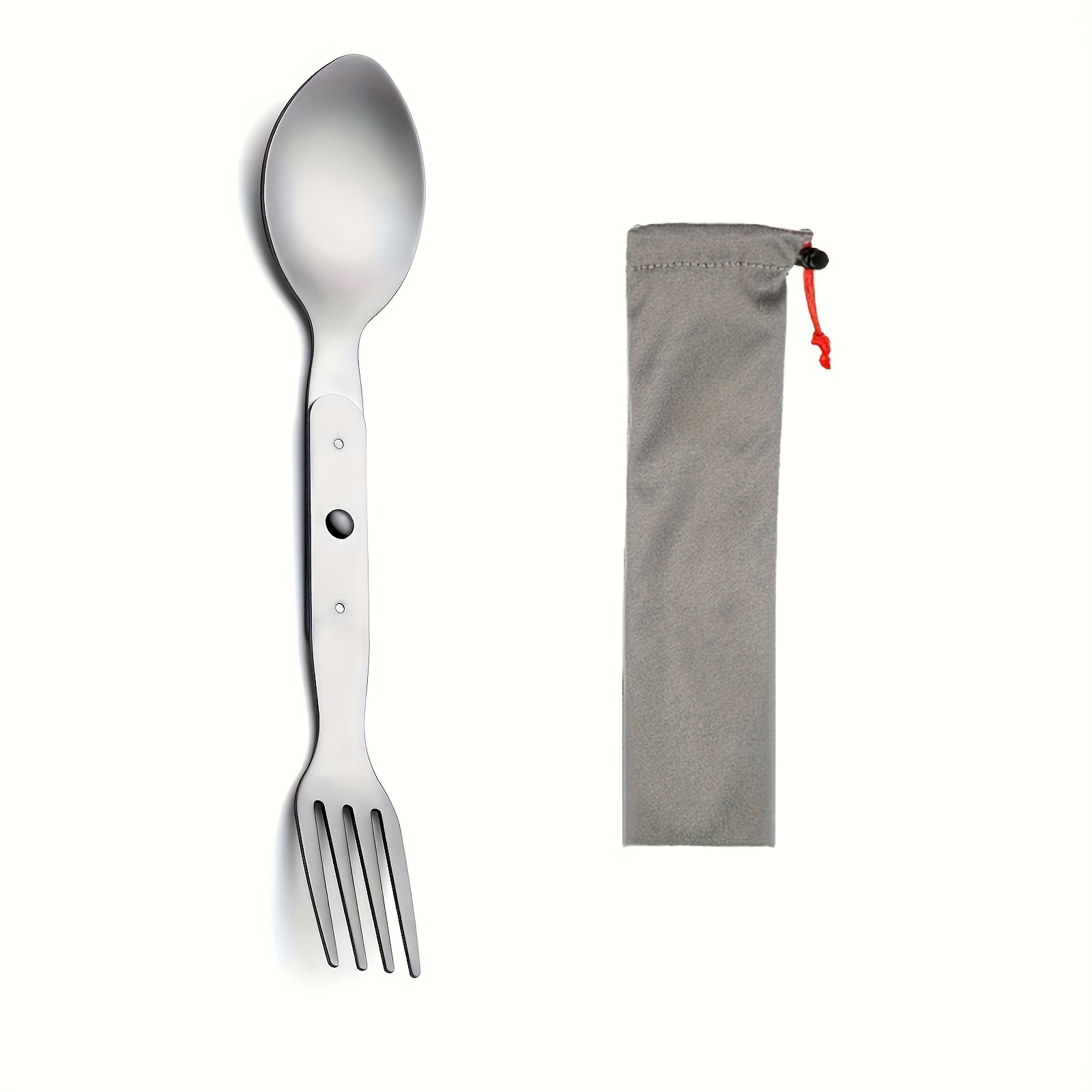 2pcs set 2 in 1 multifunctional stainless steel cutlery with folding spoon and fork   for hiking camping or backpacking trips Product details 3