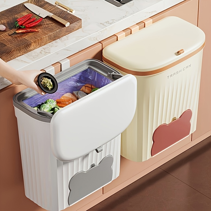 wall mounted trash   drill   kitchen cabinet door bin 26cm long rectangular design with a wide opening for   disposal push lid design prevents odors space saving   two installation   hook or  
