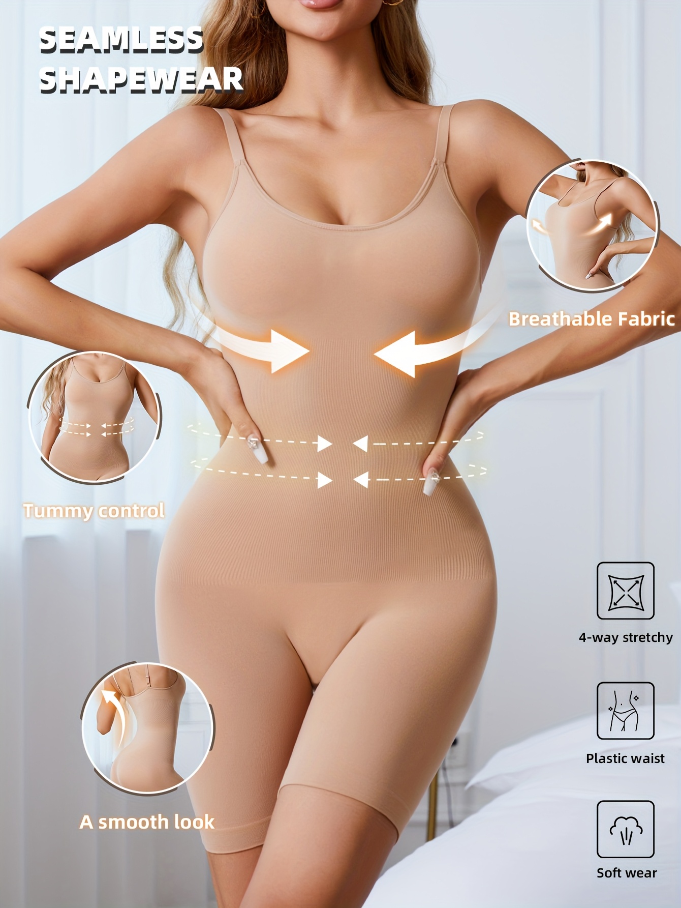 Women'S Seamless Bodysuit, Designed for a Fitted Silhouette, Controls The Abdomen for a Flat Tummy, This Tight Bodysuit Can Also Be Worn As Shapewear