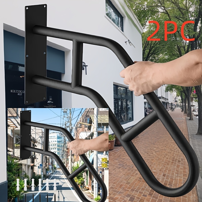 TEMU 1pc/2pcs Upgraded Stair Handrail For 1-3 Steps, Wall Mounted Safety Handrail With , Handrail With 2 Non-slip Cross Bars For Elderly, Adult