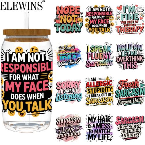 uv dtf cup wrap transfer stickers 12pcs funny quotes 16oz glass cup decals rub on transfers for roller skating and cycling crafts vintage without mugs