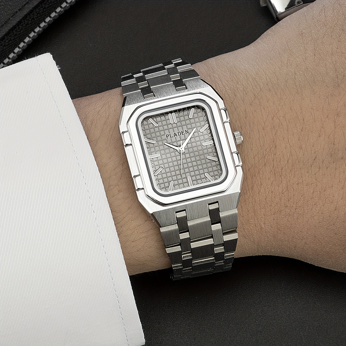 PLADEN Minimalist Luxury Square Stainless Steel Men'S Watch Trendy High-Quality Wristwatch Women