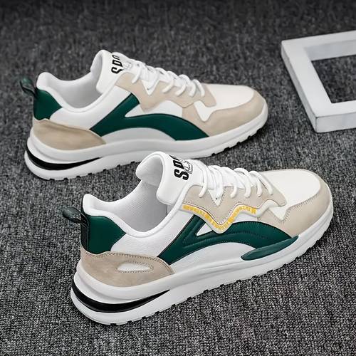 1 pair mens classic low top lace up sneakers solid minimalist sports shoes comfortable outdoor jogging trainers non slip pvc sole upper fabric inner cloth insole round toe