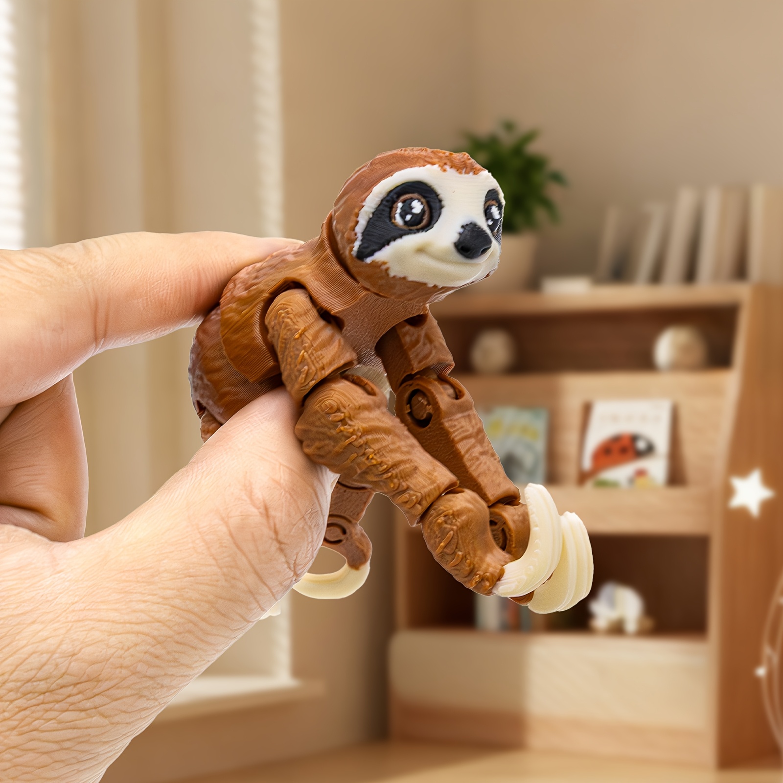 TEMU Adorable 3d-printed Multi-jointed Articulated Sloth Figurine, With Adjustable Limb Poses, A Cute And Fun Collectible, For Home Or Office Desk