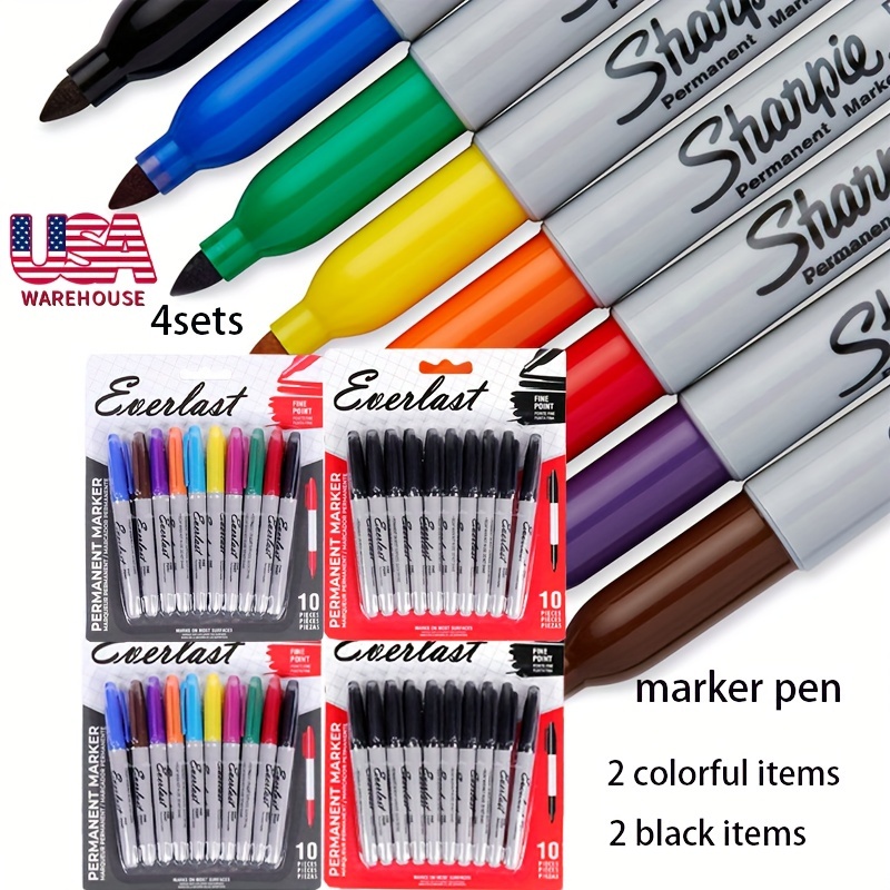 

4sets Of 40 Assorted Colored Markers, Including 20 Colored And 20 Black Permanent Markers. Markers Are More , Waterproof, Quick-drying, And Suitable For Classrooms And Offices.