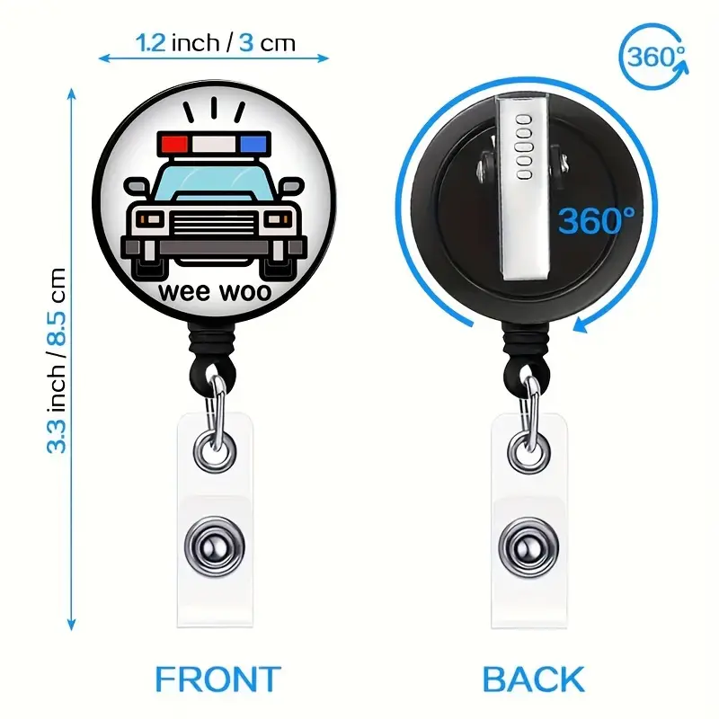 1pc Car Badge Reel 360° Rotatable Retractable ID Clip Funny FBL WEEWOO Easy Pull Buckle for Doctor Nurse Teacher Office Gift,Temu