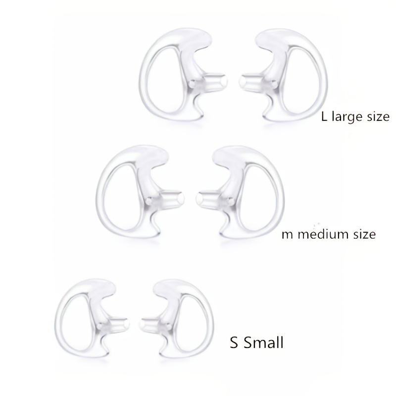 TEMU Earmolds, Suitable For Radio Coil Tube Audio Kit (transparent, 3 Pairs)