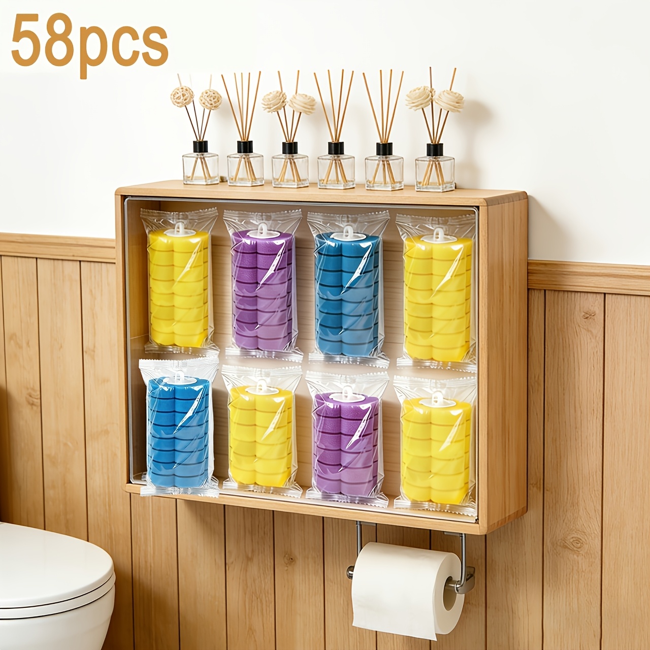 Image of 58pcs Household Essential Toilet Brush Heads, Mixed Colors