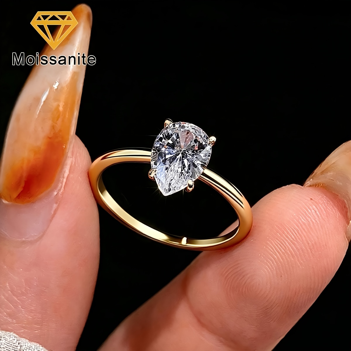 Women's 1Ct Pear-Shaped Moissanite Flower Promise Wedding Engagement Ring