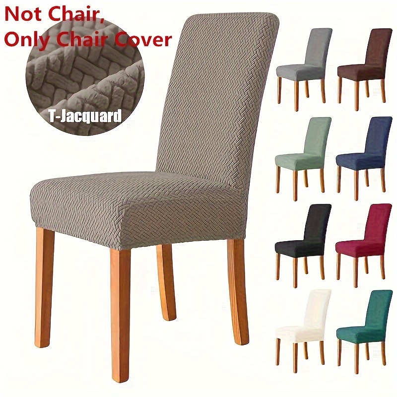 

1pc Jacquard Dining Chair Cover Stretch Spandex Chair Slipcovers Solid Color Elastic Chair Covers For Living Room Office Home Decor