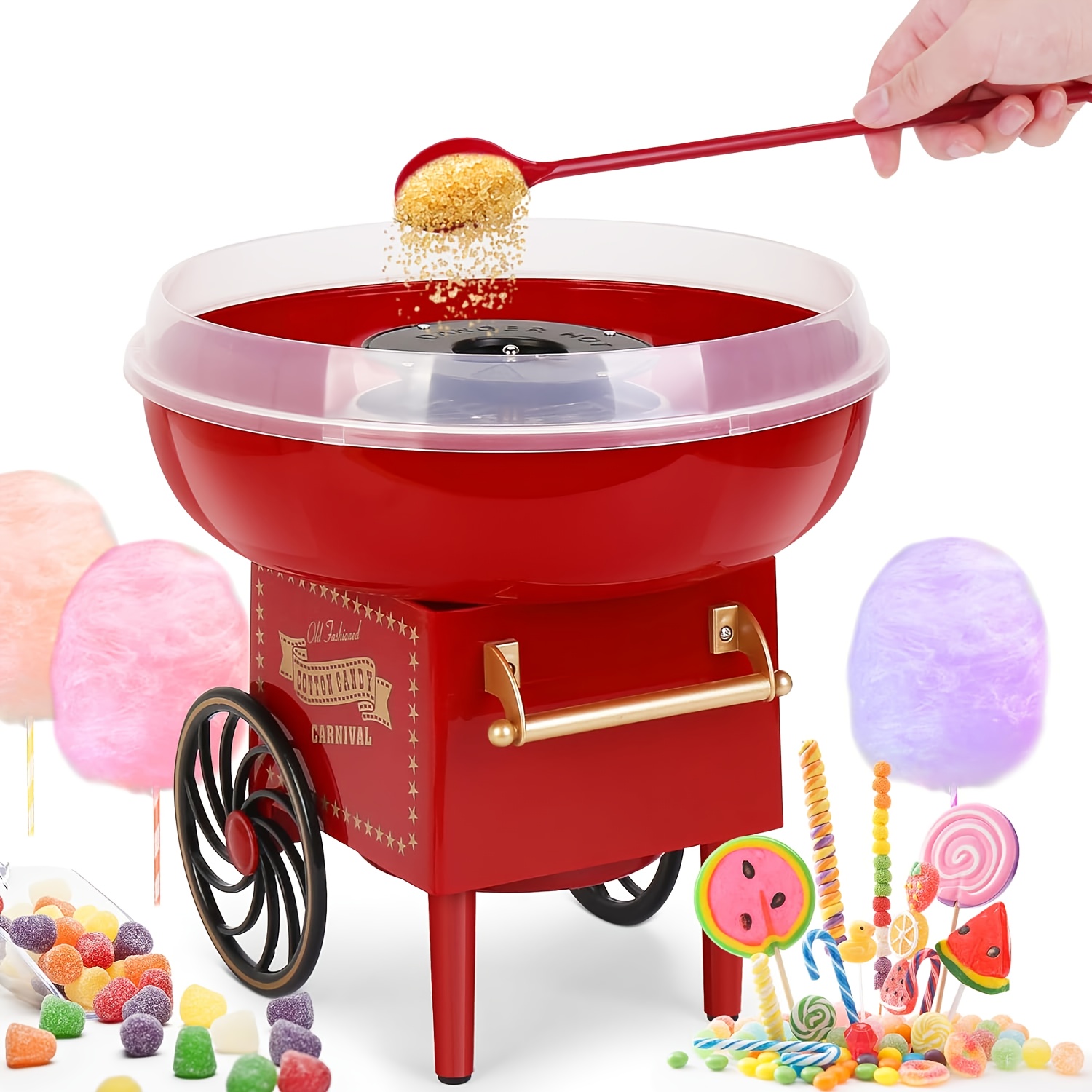 TEMU Cotton Candy Machine Kit, Mini Countertop Cotton Homemade , Vintage Portable Maker For Birthday, Home, Party , Gifts