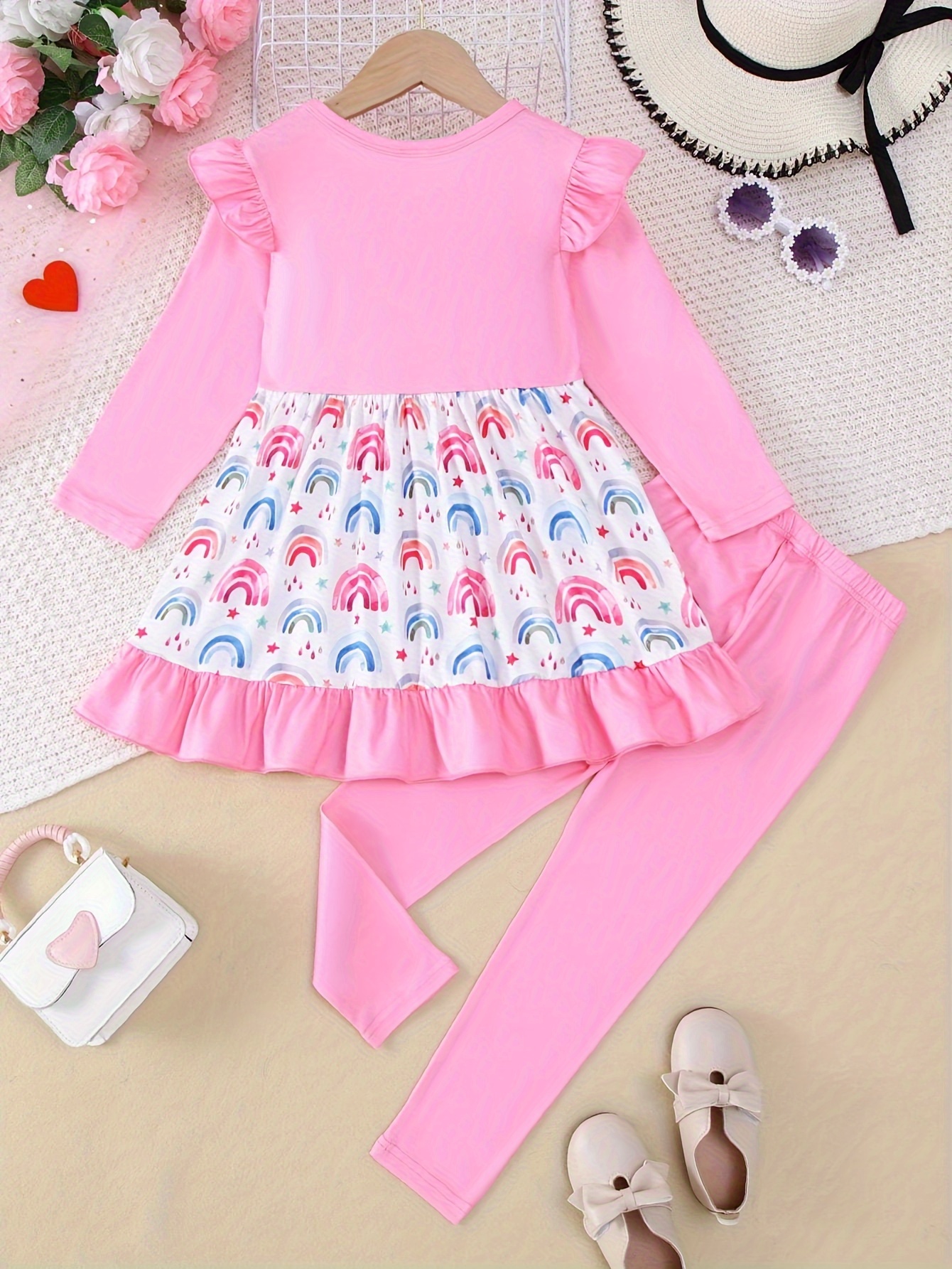 a two piece set girls featuring a long sleeve dress a Temu Oman