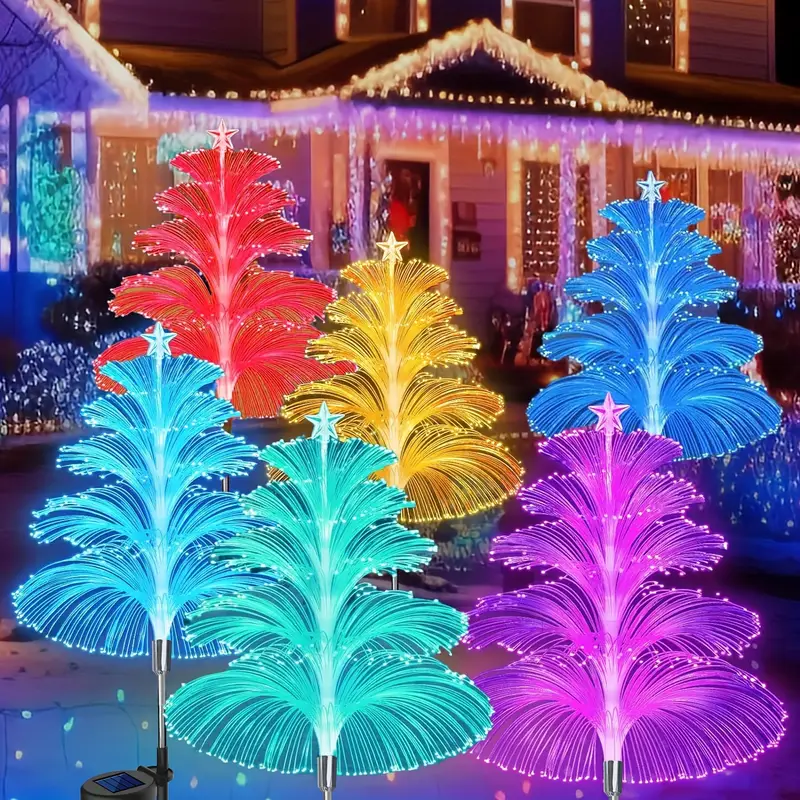 solar jellyfish lights 1 2 4 6 pack multicolor led outdoor garden stake lights 7 color changing pathway lights solar powered with nickel battery push button control plastic shade for patio pond road night lighting wedding party landscape decoration details 0