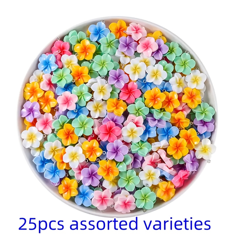 Image of [vibrant Resin] Resin Flower Charms | 25pcs | Random Mix Vibrant | Assorted Summer Floral | Making, Necklaces, Earrings, Crafts Accessories, Charms