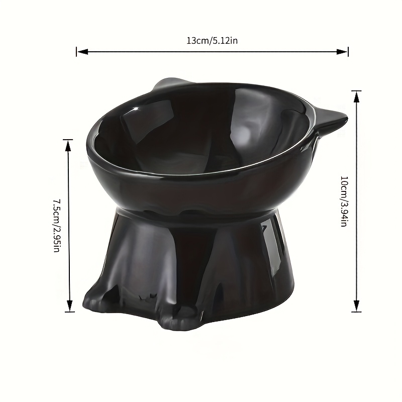 Image of 1pc Fashionable Tilted Cat Bowl Anti-vomiting And Whisker- | Slanted Pet Bowl Elevated Design Protects The Neck, Good For , Wide Base Prevents , Durable Plastic Material, Suitable For Cats