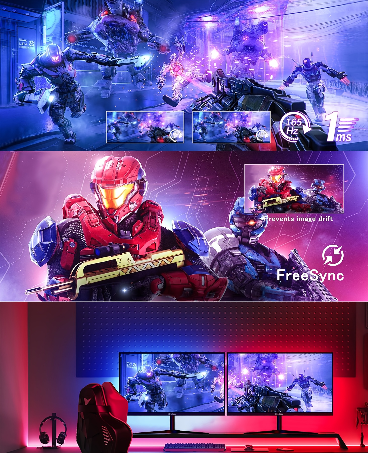 165/144hz ゲーミングモニター 24インチ fhd 1080p ipsスクリーン 1ms 