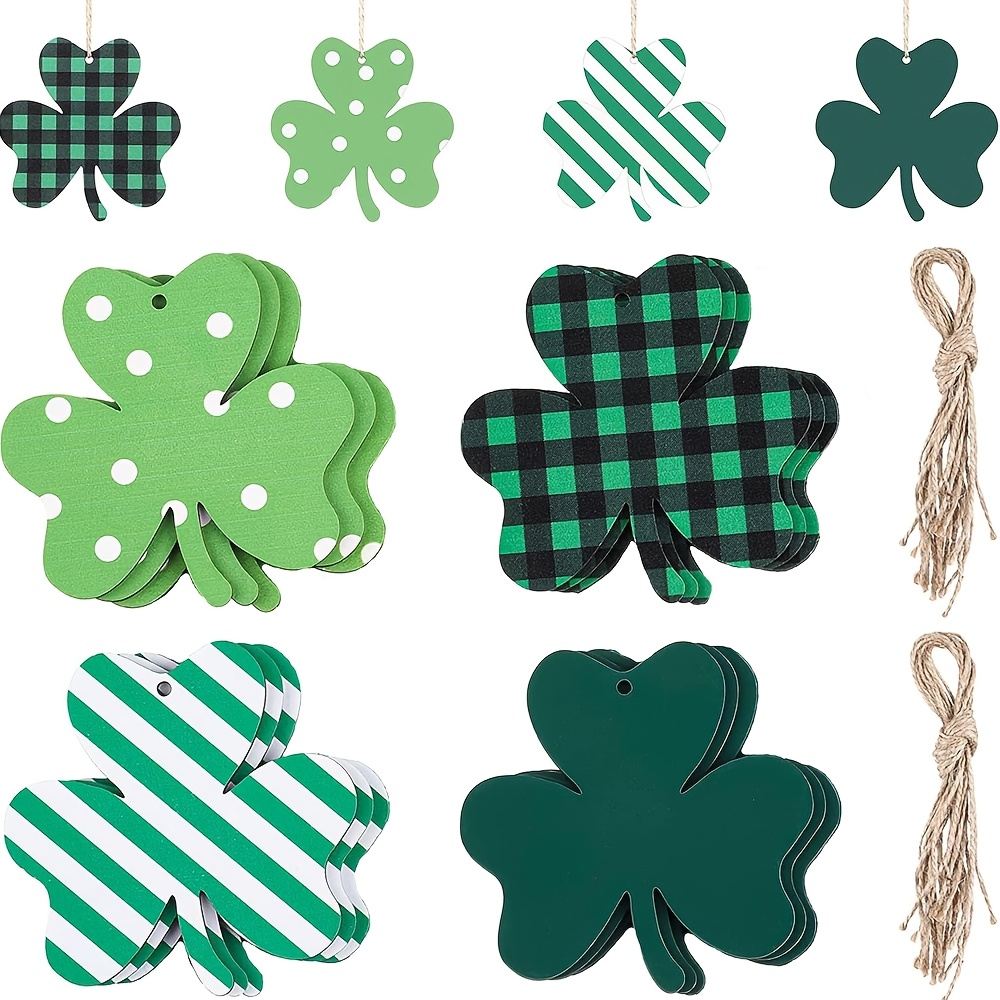 

12pcs 's Day Shamrock Hanging Ornaments Set - 4 , Indoor & Outdoor Decorations, House Tree Decoration