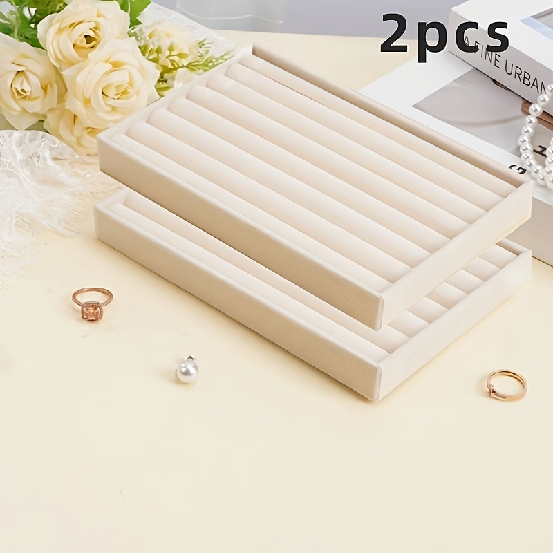 TEMU Lot de 2 plateaux de rangement pour bijoux, organisateur de tiroir de bureau pour maquillage, accessoires et bijoux, organisateur pour bracelets