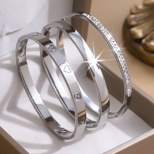 3 stylish and elegant stainless steel bracelets not easy to fade suitable for daily wear festive occasions or as a gift for friends or family