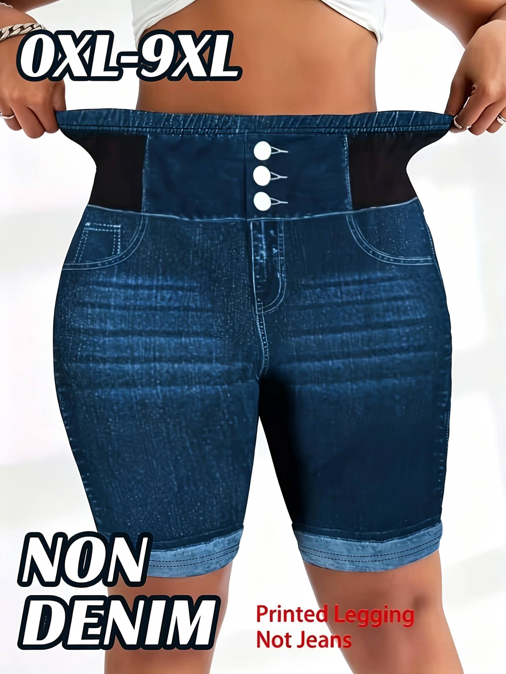 plus size printed pants not denim   size womens imitation denim high waist 5 inch capri leggings casual comfortable and opaque an elegant   for daily and formal wear a versatile wardrobe essential for stylish casual