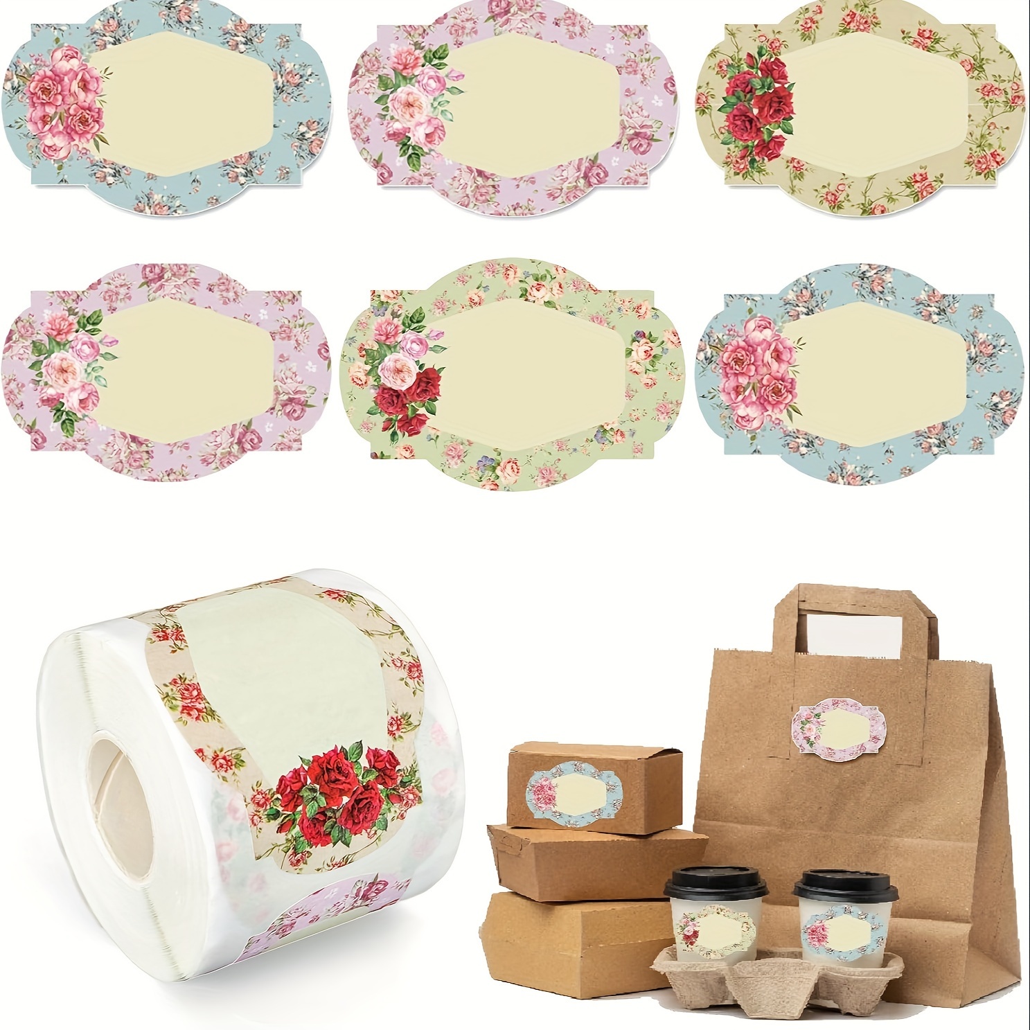 

Vintage Floral Thank You Stickers - 250 Roll, Perfect For Gift Wrapping & Crafts Floral Stickers