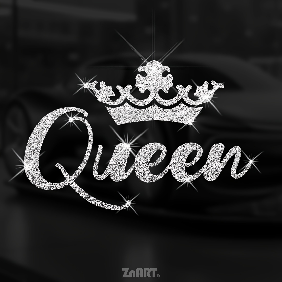 Image of 1pc Queen Glittering Vinyl Decal Sticker For Motorcycles, Cars, Trucks, , Wall, Laptops, Shimmery Car Stickers, Detachable No Residue Self Adhesive