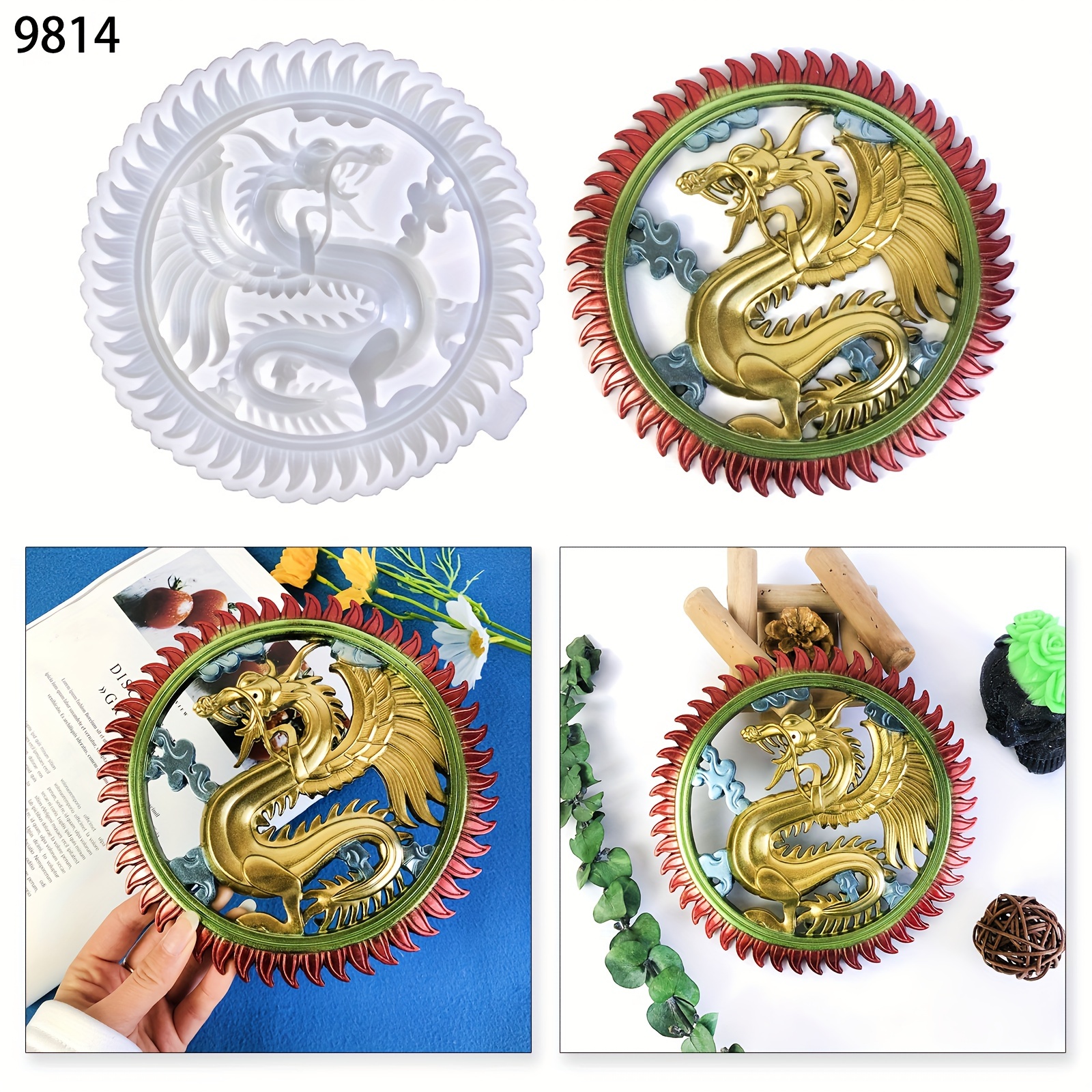 Dragon Design Silicone Resin Casting Molds Diy Round - Temu