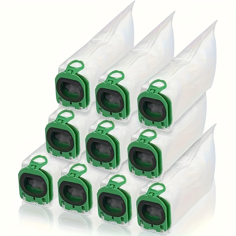 E-shop 10 Stück Vorwerk Kobold Staubsaugerbeutel - Grüne und weiße Filter-Staubbeutel für kabellose Staubsauger, robustes Kunststoff-/Gewebedesign für