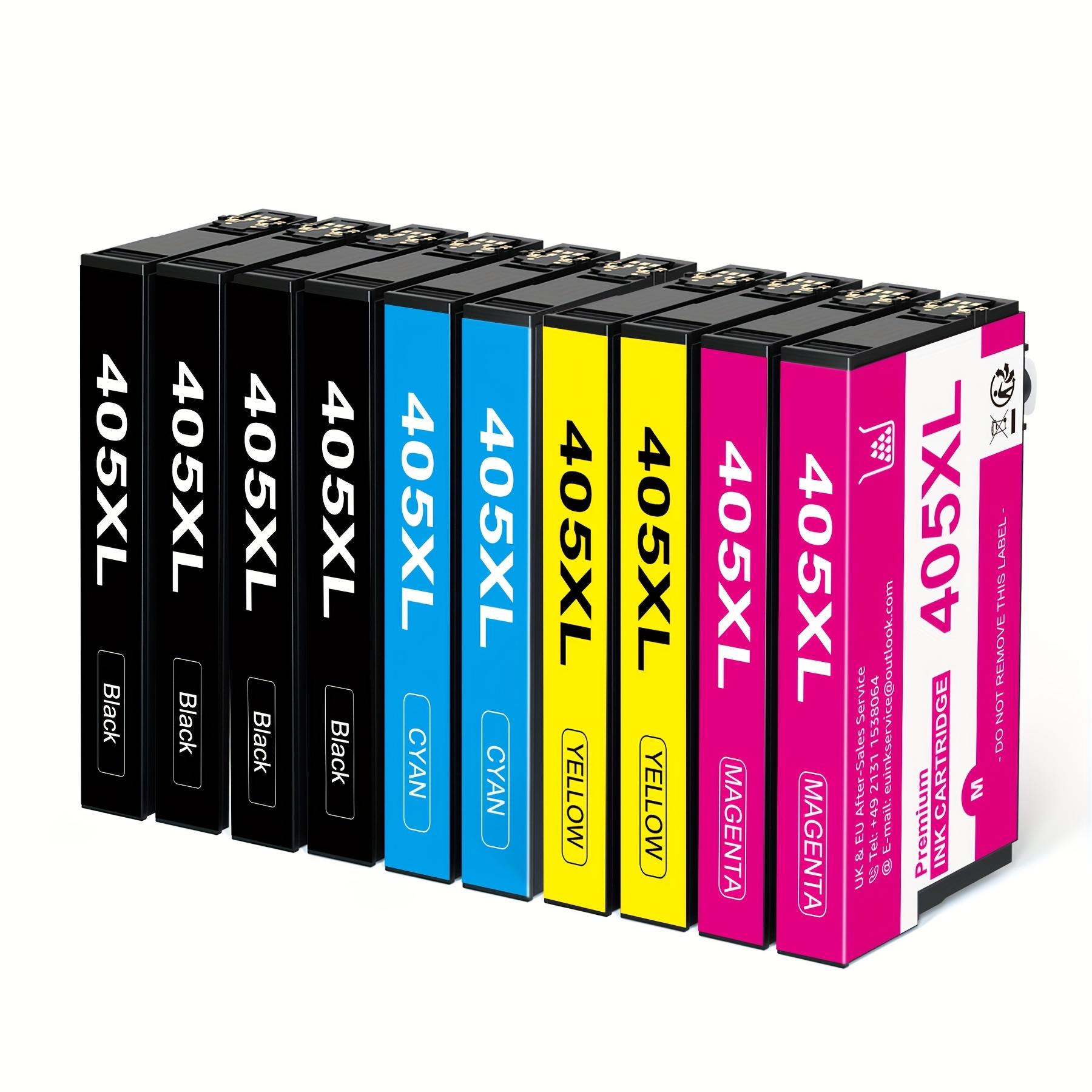 A Pack Of 10 Ink Cartridges Compatible With The 405 Xl Printer, Suitable For Workforce Models Including -c 7000 Pro And Wf-3800 Series