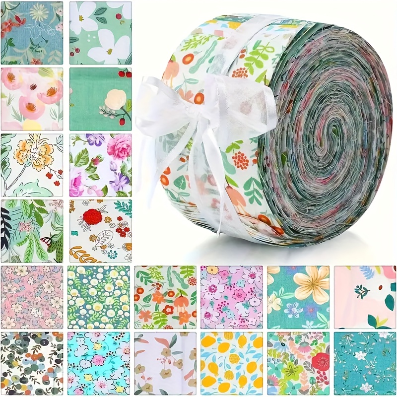 

Floral Jelly Roll Fabric Strips For Quilting, 2.55 Inch Pre-cut Cotton Blend, Diy Craft Patchwork Material, Hand Wash Only - 40pcs Set