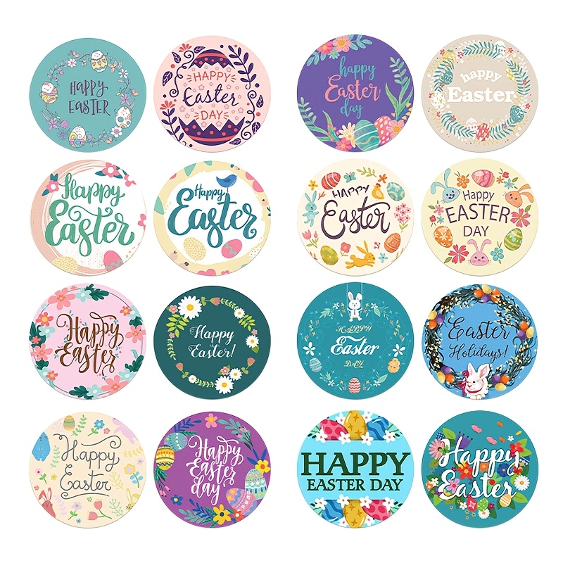 

500pcs Vibrant Easter Stickers Roll - 1" Egg & Bunny Designs With "happy " Messages, Gift Wrapping, Sealing, Baking & Craft Decorations