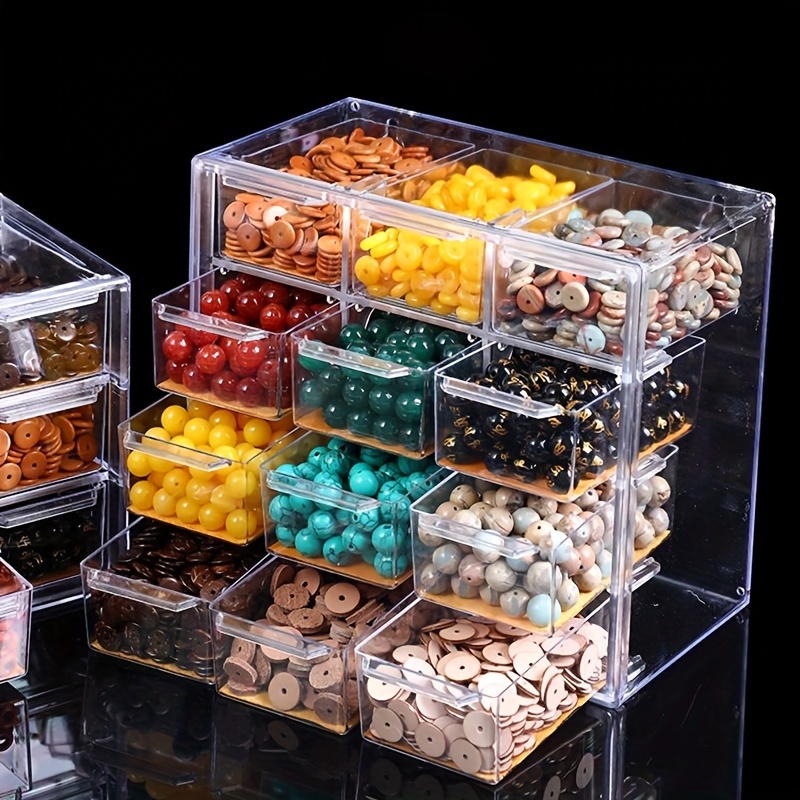 

Acrylic Bead Organizer With Drawers, Stackable Transparent Plastic Storage Box For Jewelry Making And , Multi-compartment Crafts & Accessories Display Case