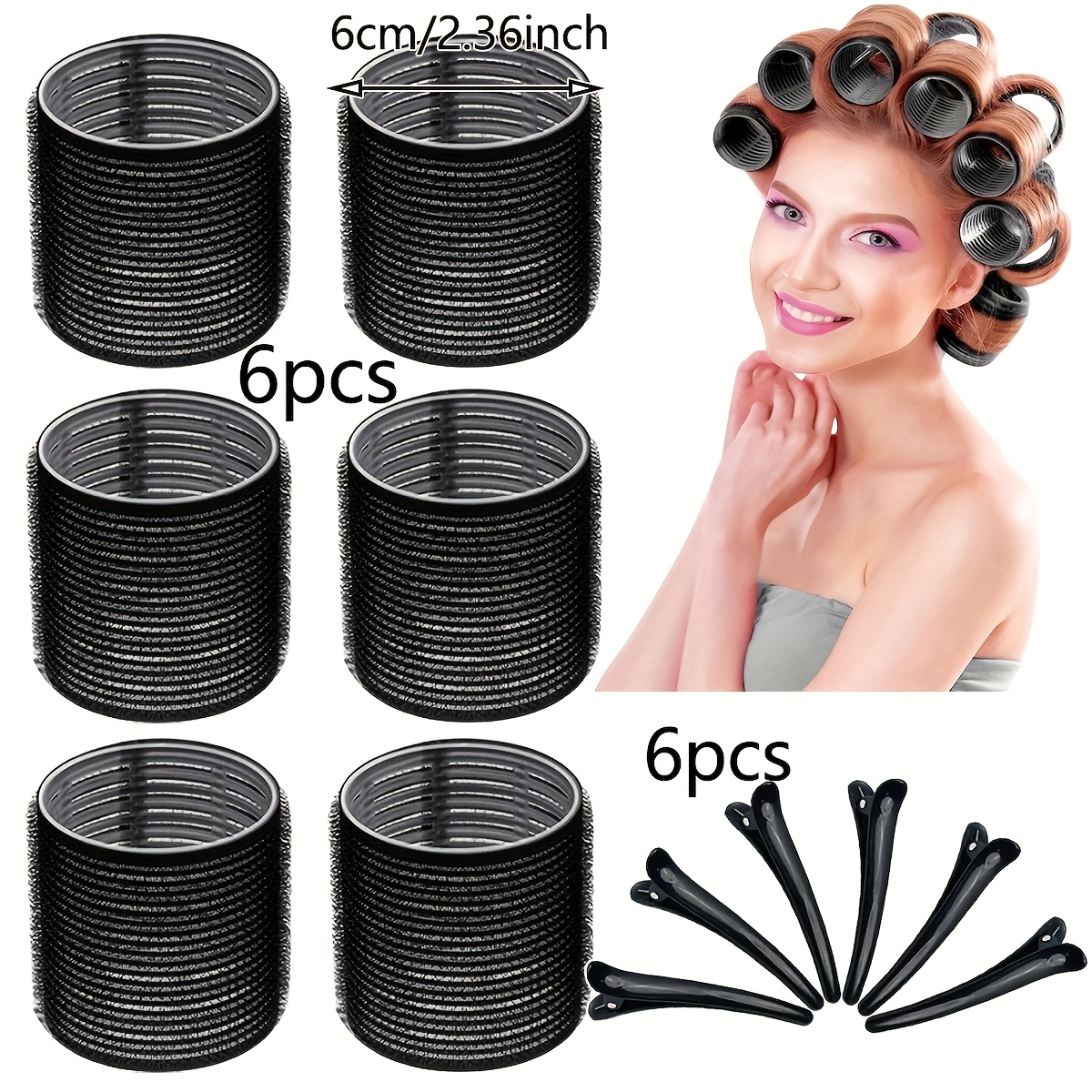 Image of 12pcs/set (6pcs Curling Iron+6pcs Hair Clip) Women's Hair Curling Tool, Large Curling Iron (2.), With Clip, Large Wave Curling Iron, Diy Hairstyle, Home Hair Styling Tool
