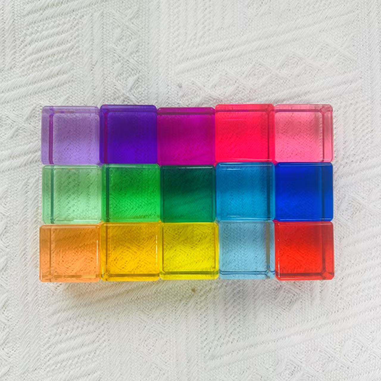 Acrylic High Blocks Cube Rainbow Building Blocks Puzzle Toy Creative Transparent Gem Building Blocks Toy (color Random)