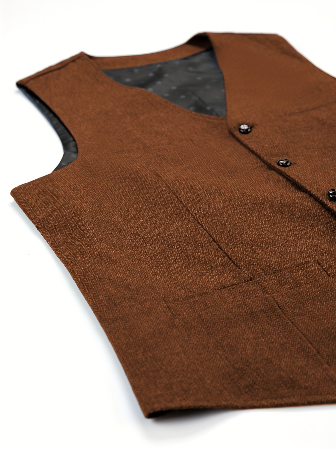 Tuikayoo Men's Classic Double Breasted Woolen Tweed Suit Vest