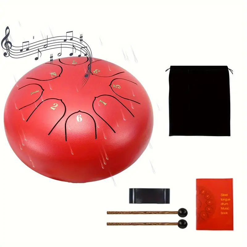 Tamburo Della Pioggia In Acciaio 6 Pollici 8 Note - Con Accessori, Per Meditazione E Musica - Foto 10