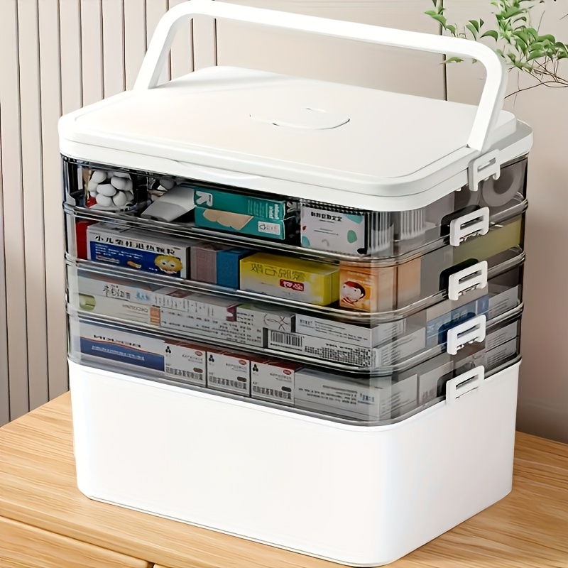 5-layer Large Portable Storage Box, Suitable For Home Medicine Cabinet, Plastic Compartment Cosmetic Organizer, Jewelry Storage Box, Handheld Family Emergency Portable Kit